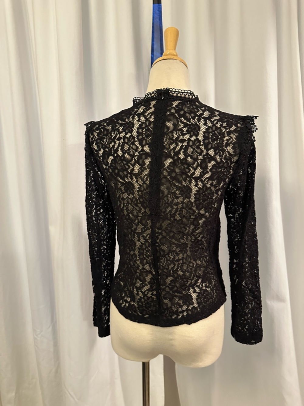 Zara Black Lace Long Sleeve Top - Picture 6 of 8
